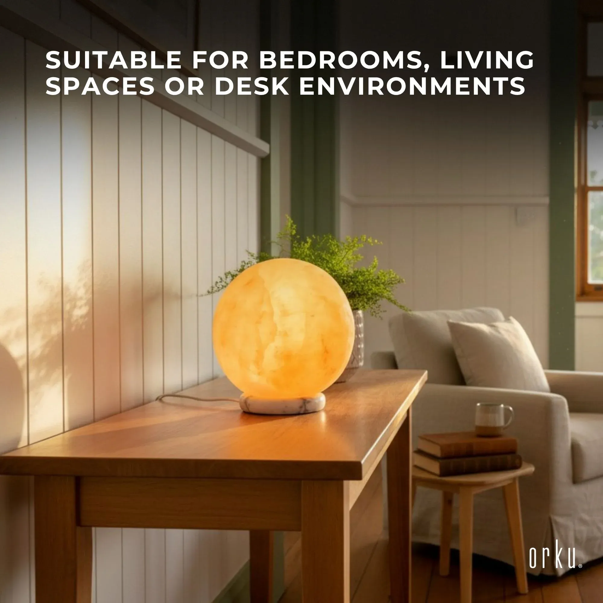 Orku 16 cm Ball Shape Himalayan Pink Salt Lamp - Carved Sphere Night Light — image 4