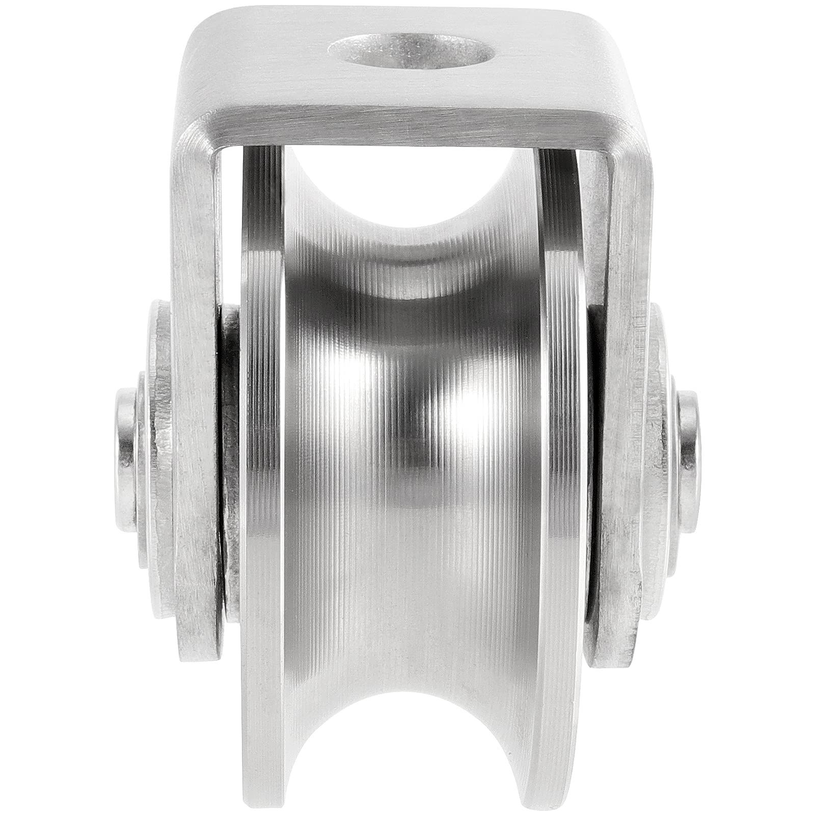 2 Pack 3 Inch Stainless Steel U Groove Wheel, U Groove Caster with Bracket for Sliding Gate, Rolling Gate, Inverted Track — image 4