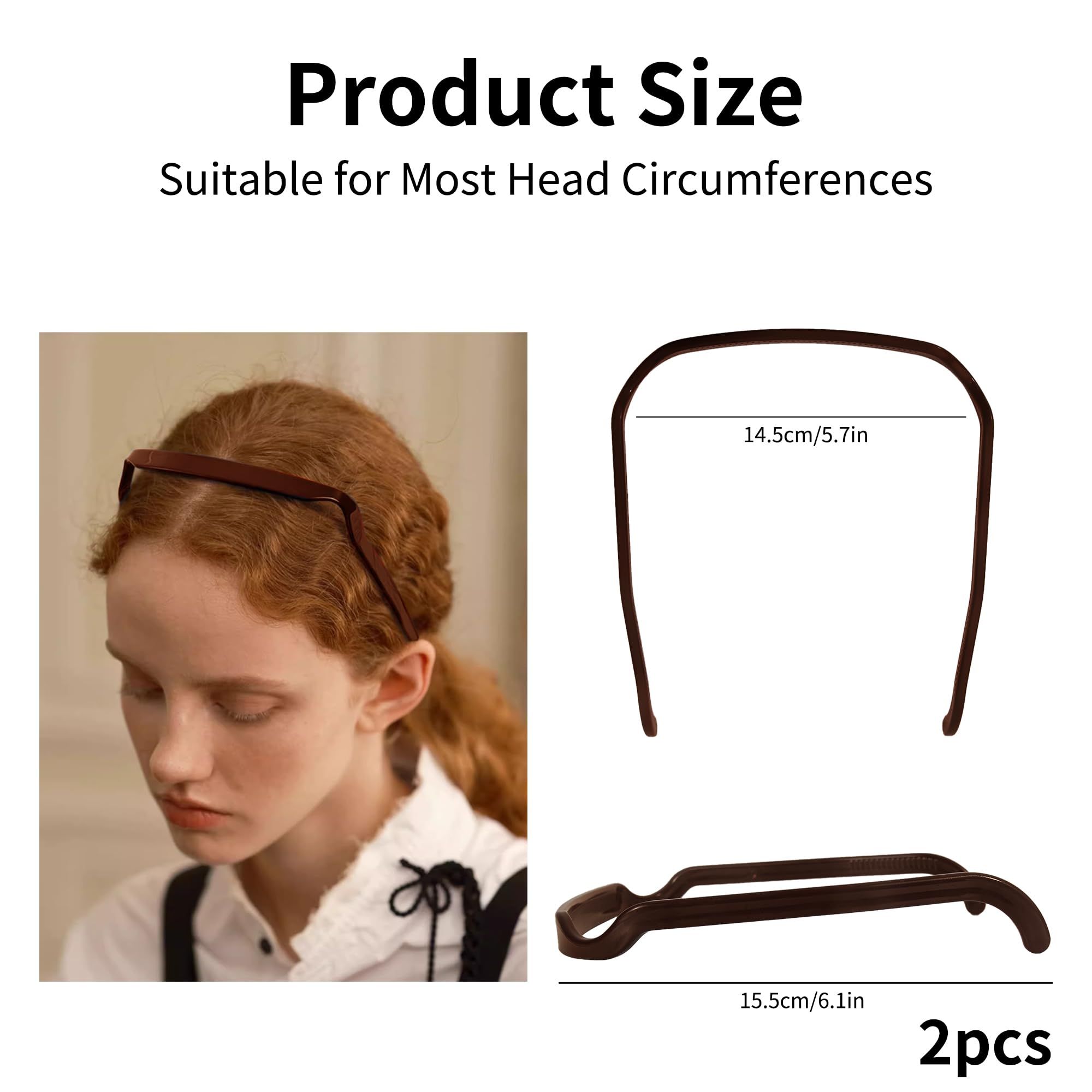 2PCS Sunglasses Headband For Women, Fixed Hairstyle Artifact, Suitable For Curly And Thick Hair With Square Headband, Brown — image 5