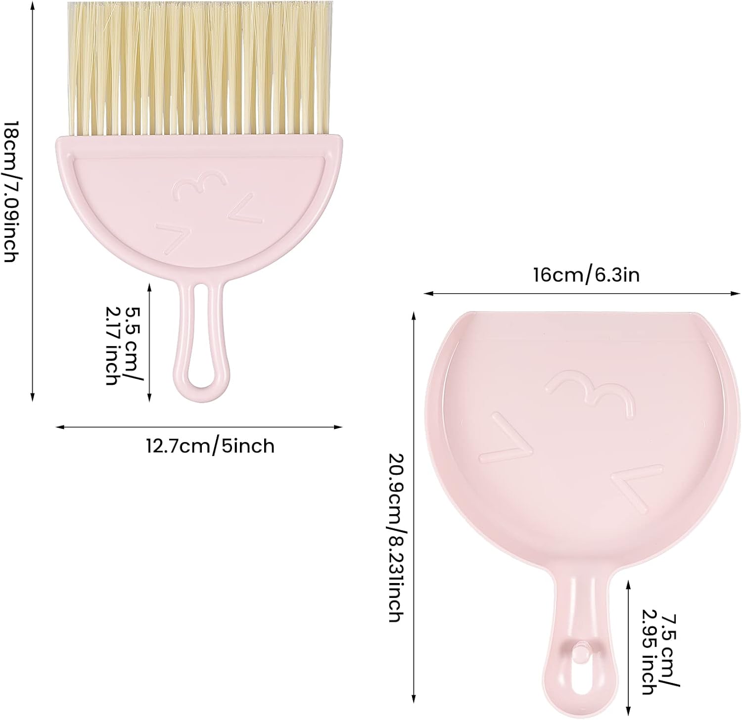 Mini dustpan and brush - pink set of brush and dustpan - portable combination of cleaning brush and dustpan - flexible edge - perfect for removing dust, dirt — image 2