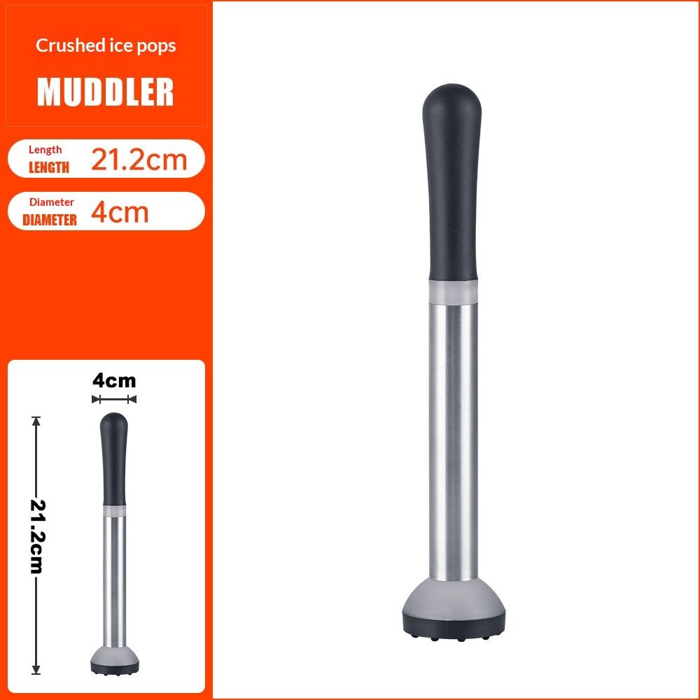 for Cocktails Stainless Steel Drink Muddler Bartender Accessories Lemon Smasher for Home Bar Tool Ice Crusher for Mojitos Fruit Drinks(21.2*4cm) — image 4