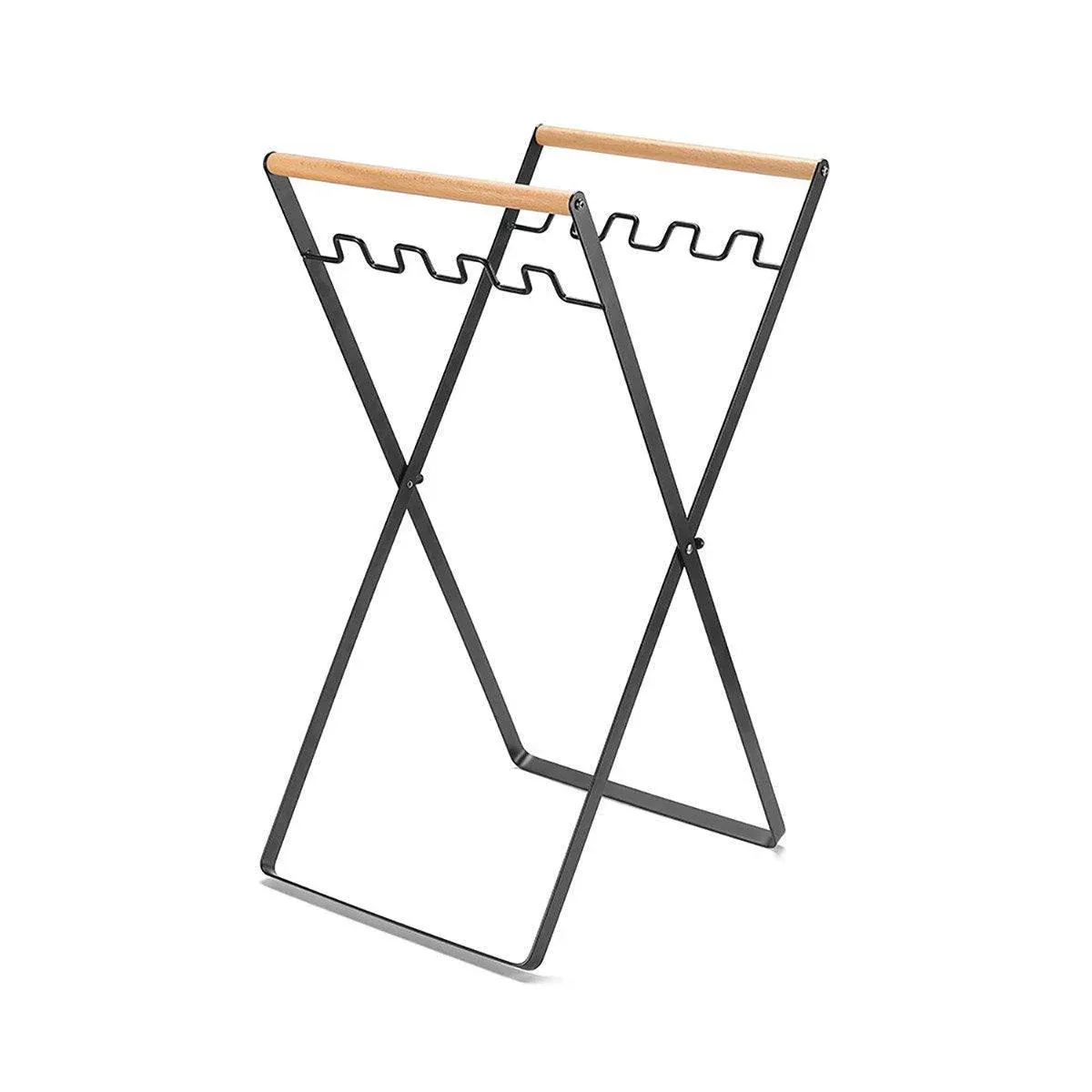Outdoor Portable Wooden Folding Garbage Rack Picnic Barbecue Plastic Bag Holder — image 2
