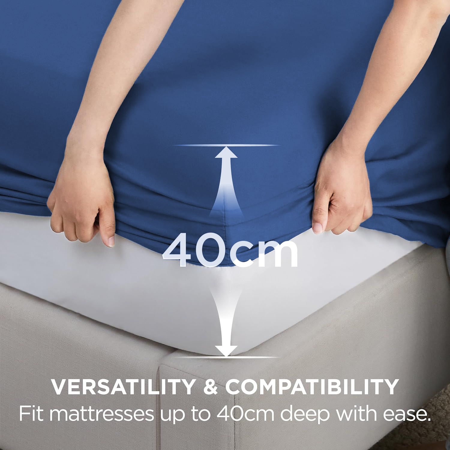 2000TC Hotel Quality Fitted Sheets - 2 Piece Fitted Sheets -Breathable Bedding - Wrinkle, Fade, Stain Resistant- 16inch/40cm Deep Pocket Fitted Bed — image 3