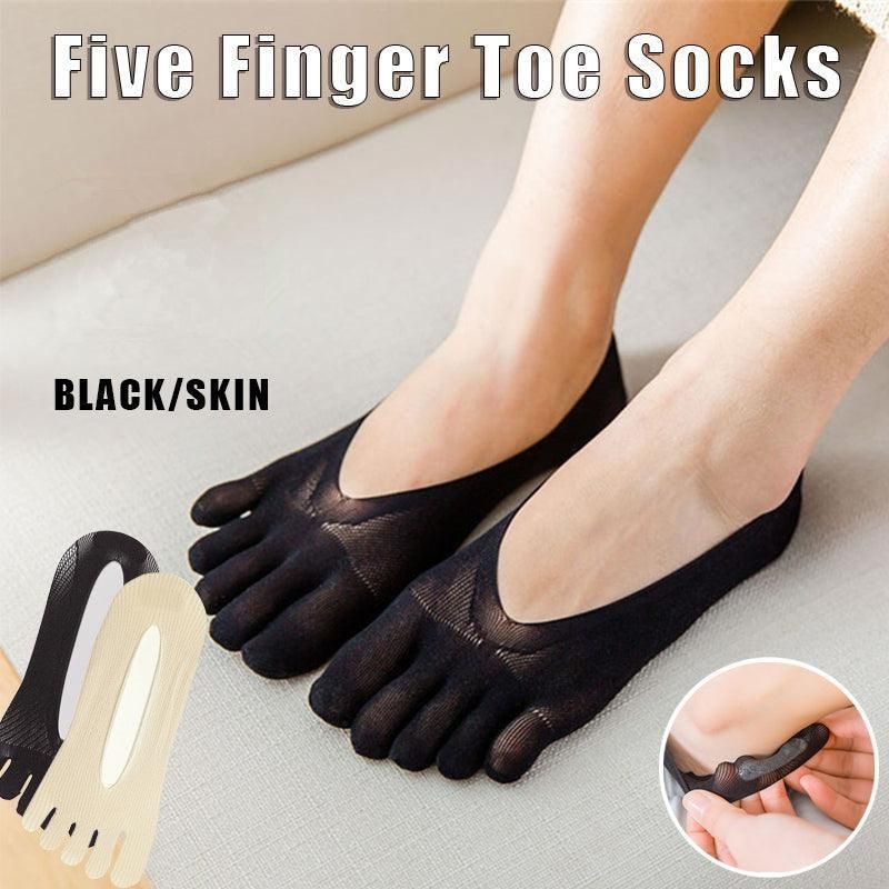 Five Finger Toe Socks Women Invisible Ankle Cut No Show Liner Low Cut Packs - Black 3 Pairs — image 2