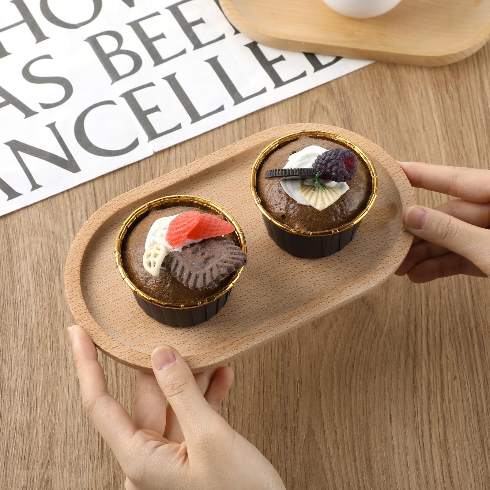 7.8”×4.6” Small Oval Wood Plate Wooden Serving Trays Natural Wood Serving Platters Bathroom Counter Tray Oval Charcuterie — image 3