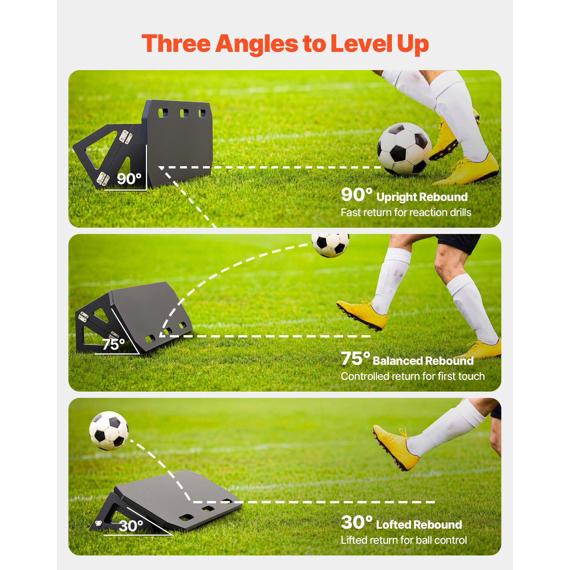 Soccer Rebounder Board, 1000 x 300 mm Portable Soccer Rebound Wall, HDPE Sports Kick Back Trainer, 3 Adjustable Angles, Easy Setup Ball Practice Training — image 3