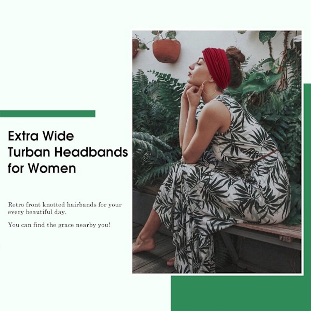 Wide Headbands for Women - Bohemian Style - 6-Pack - Oversized Turban Headbands - Scrunchies - Casual Wear - Sportswear - Cosmetics - Yoga Accessories — image 2