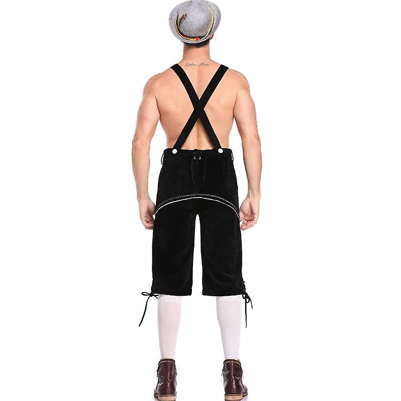 Men's Lederhosen - Genuine Leather, Authentic German Lederhosen for Men, Oktoberfest Outfit - Black-XF7- Black L โ image 2