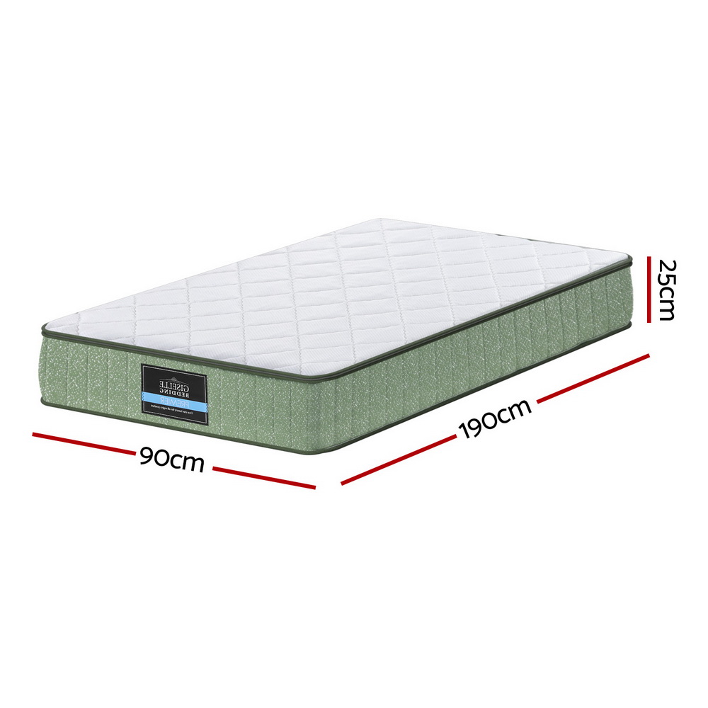 Giselle 25cm Memory Foam Mattress Dual Layer Zipper Cover Cool Charcoal Foam Mattresses Single โ image 2