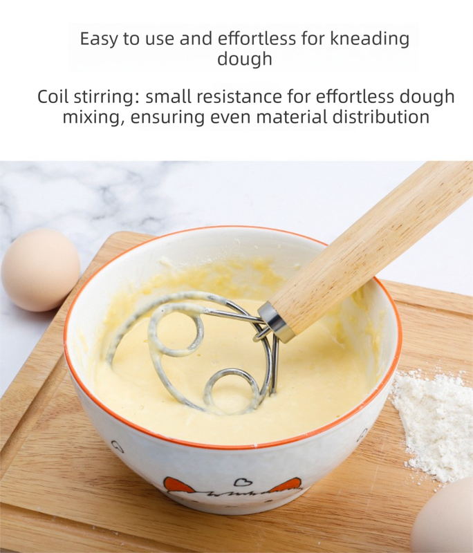 Stainless Steel Danish Dough Whisk Double Ring Bread Mixer Tool for Sourdough Pizza Pastry & Batter Baking — image 6