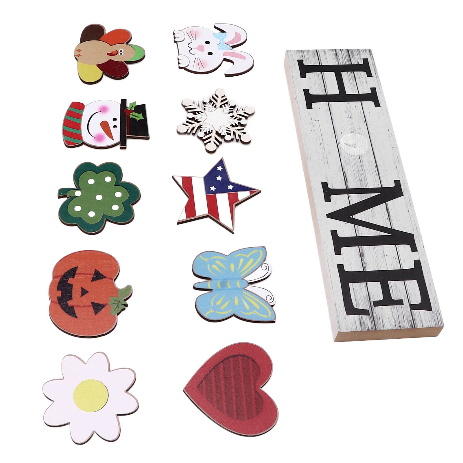 Wooden Country Home Decoration Welcome Sign Wall Decoration 10 Interchangeable Icons Letter Decoration Crafts — image 6
