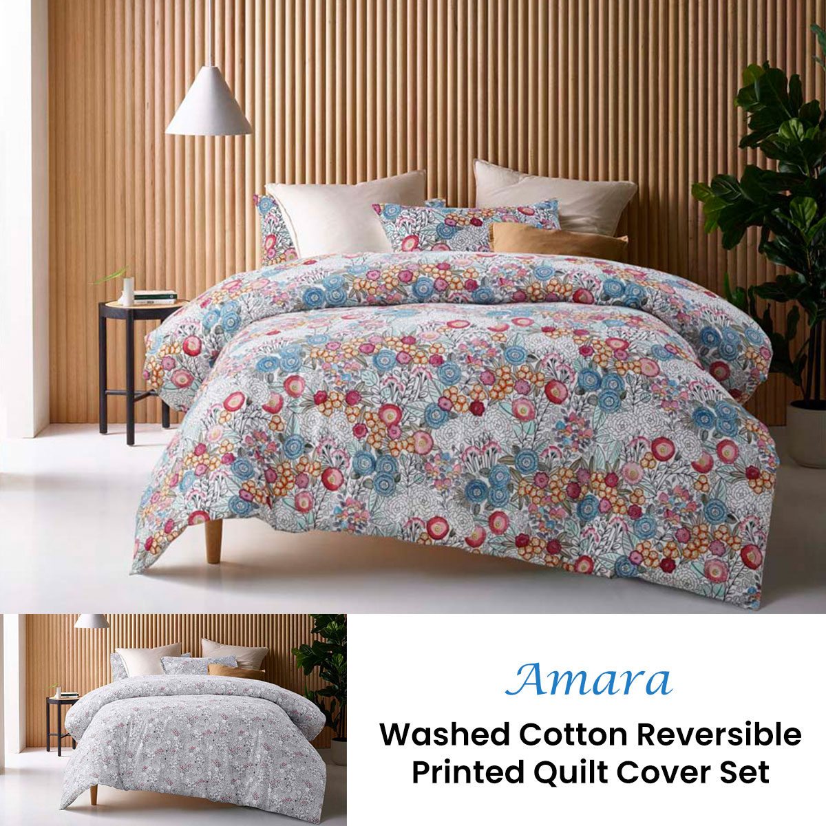 Accessorize Amara Washed Cotton Printed Reversible Quilt Cover Set King โ image 2