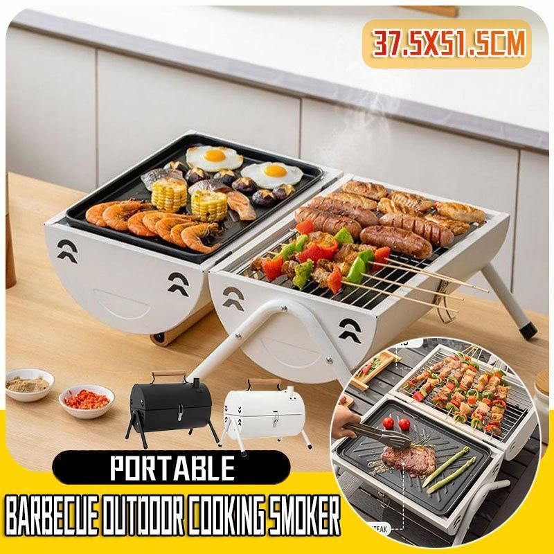 Grillz Charcoal BBQ Portable Grill Camping Barbecue Outdoor Cooking Smoker - White — image 2