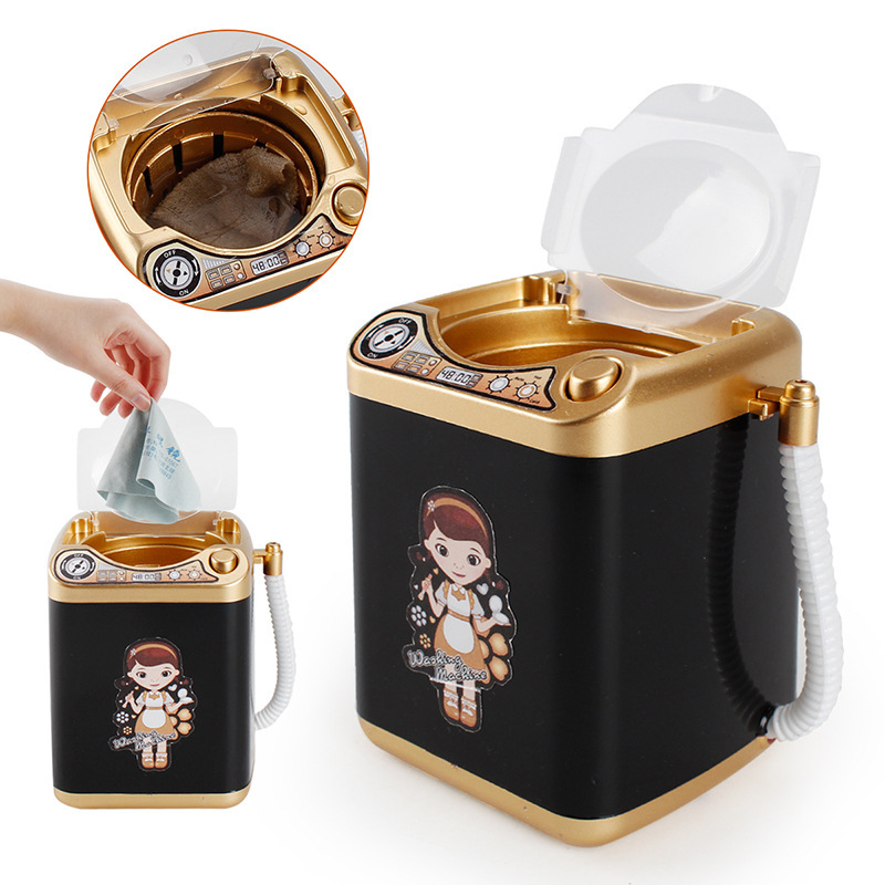 Black Kids Mini Electric Toy Washing Machine with Spin Dryer Basket - Pretend Play Appliance — image 2