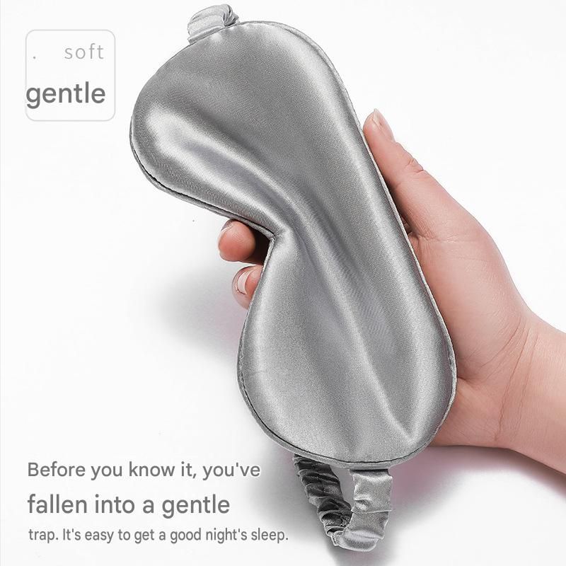 Grey Imitation Silk Sleep Eye Mask - Soft Breathable Light Blocking Design with Elastic Strap for Travel, Nap, and Night Sleep Comfort — image 4
