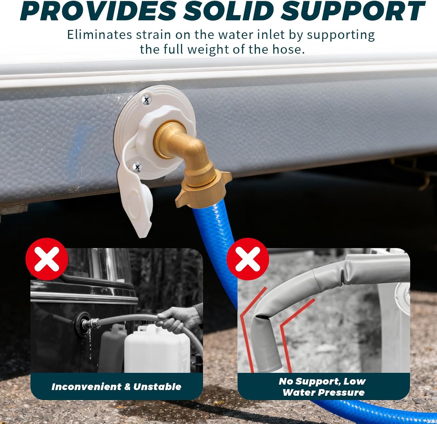 90-Degree Hose Elbow for RVs with Easy Grip Connector - 3/4" Solid Brass 90-Degree Hose Fitting Elbow for RV Water Hoses, Residential Outdoor Faucets, and More — image 4