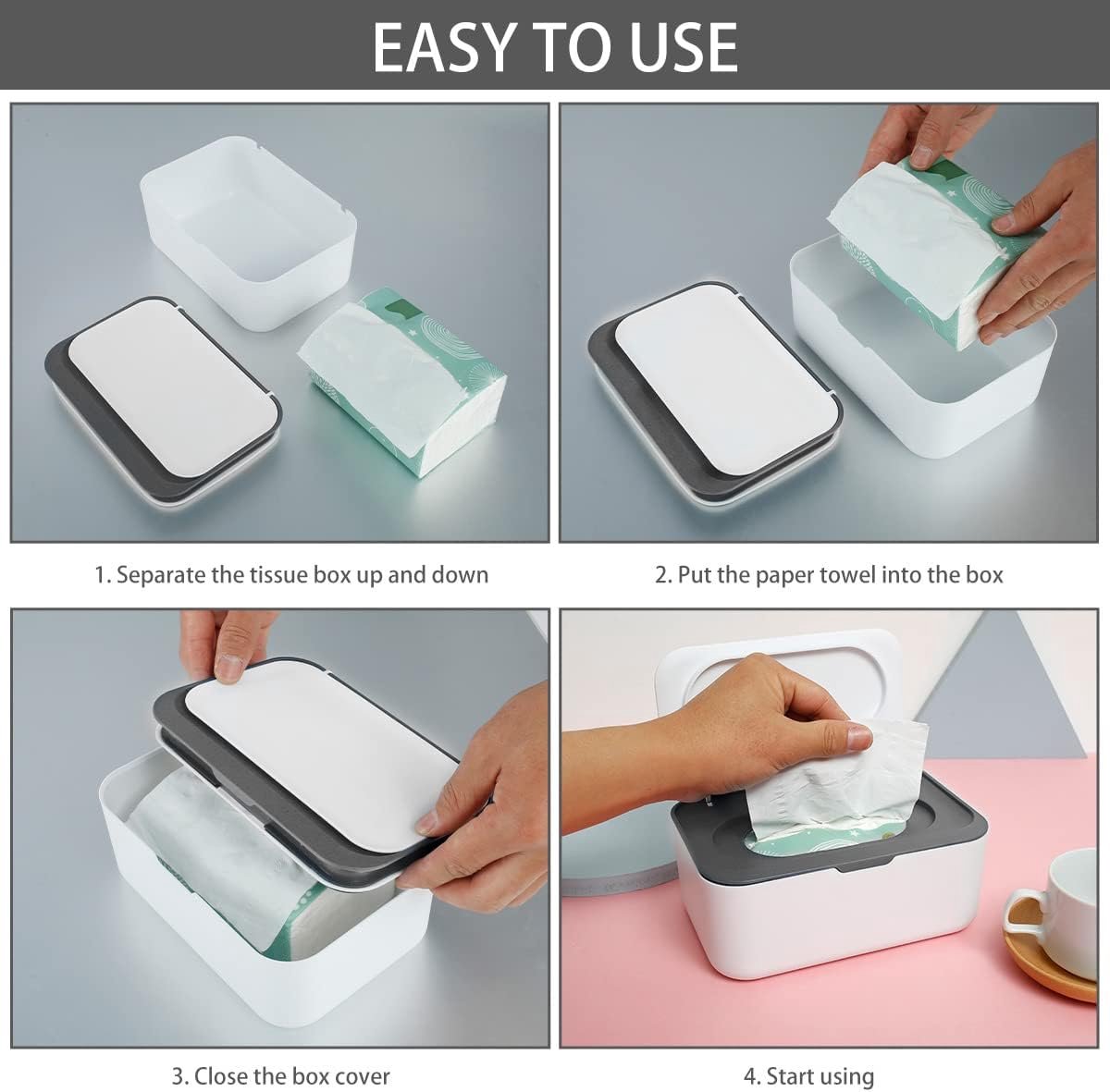 Tissue box - 19*13*7.8cm - Dispenser box for wet wipes - Baby wipes box - mask storage box - toilet wipes box - box with lid for dry tissues - keep wipes fresh โ image 6