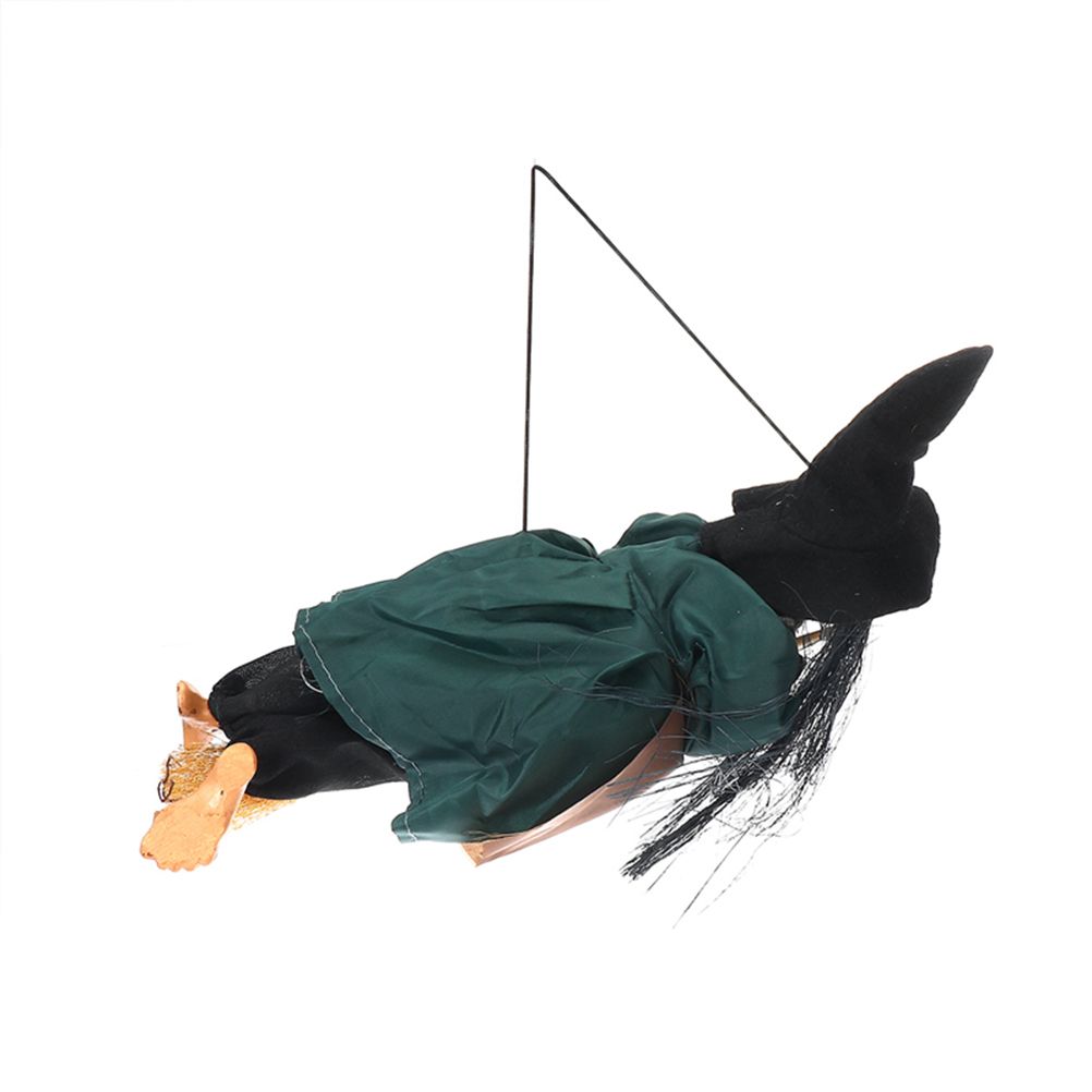 Halloween Hanging Witch Dolls Voice Control Prop Animated Ghost Scary Riding Broom Wall Hanging Party Outdoor Home Decoration Toy — image 6