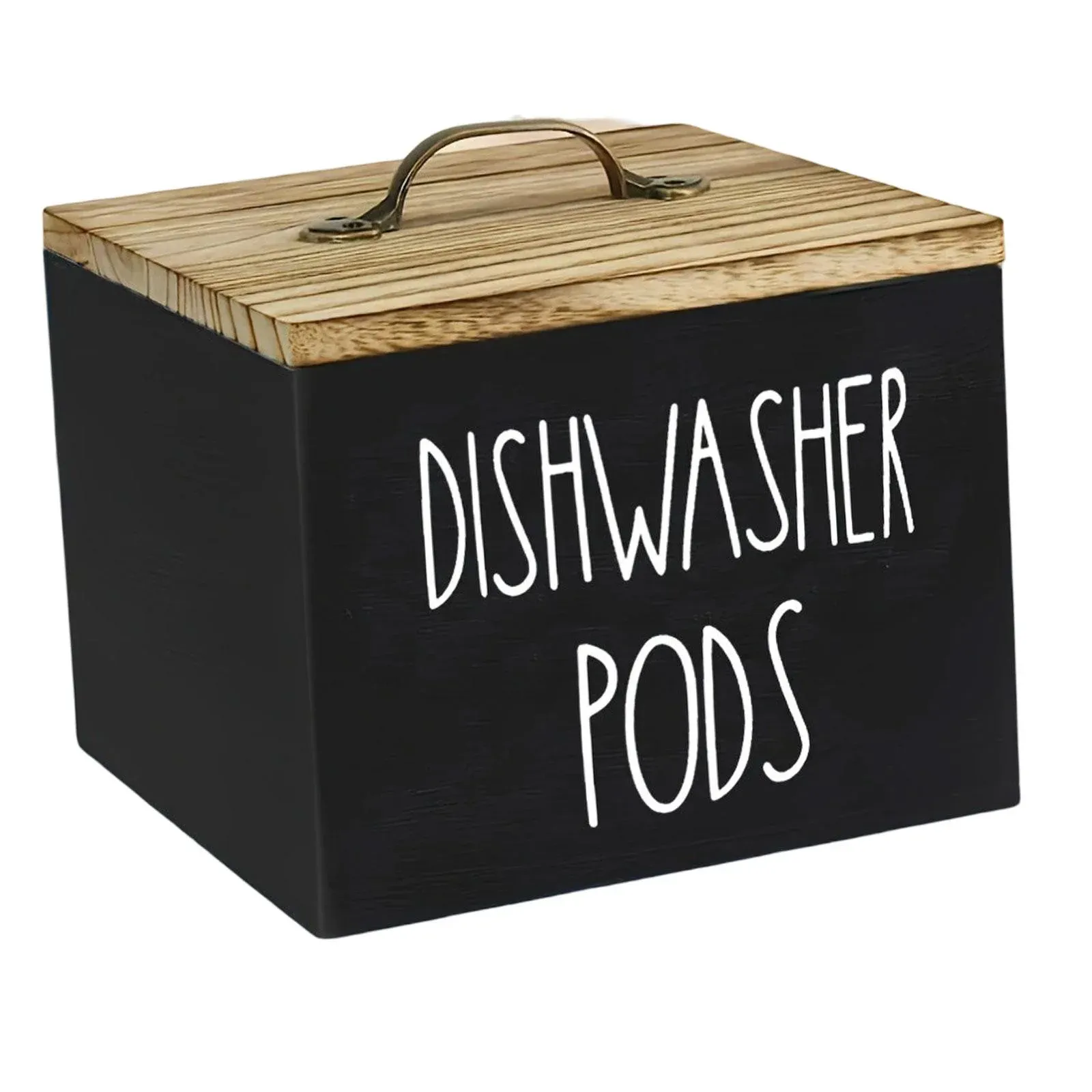 Wooden Storage Container with Lid, Farmhouse Dishwasher Pod Dispenser Box for Laundry Room, Bathroom and Countertop, Black โ image 5