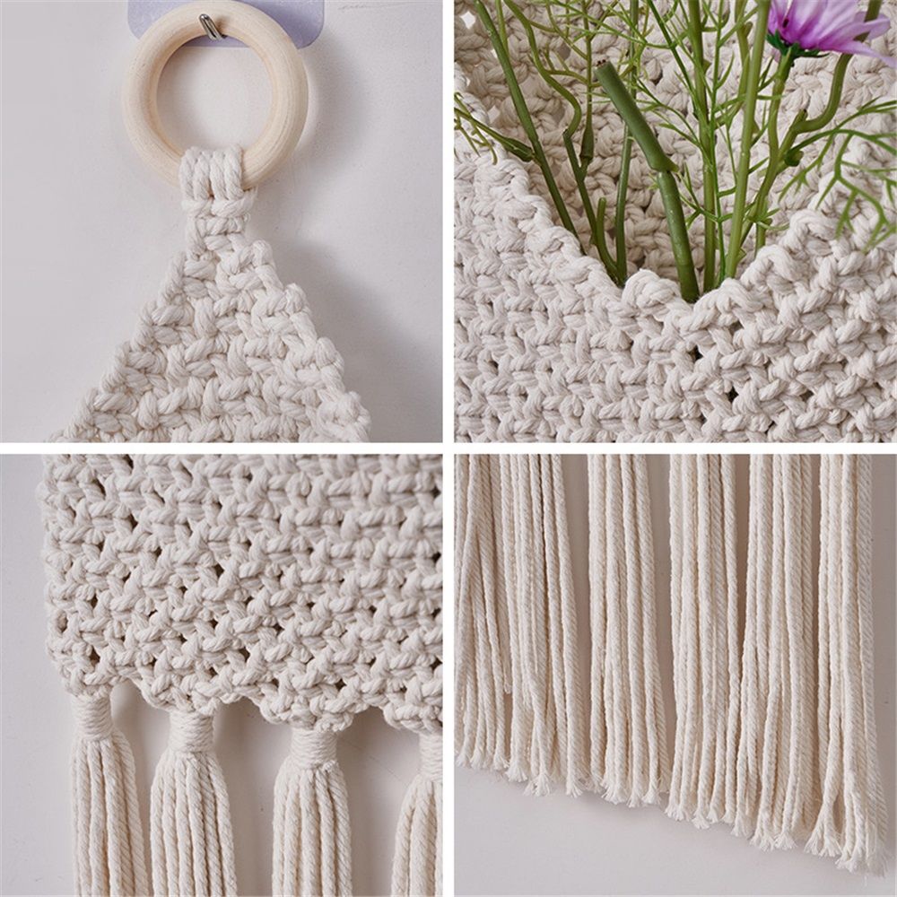 Wall Hanging Basket Decor - Boho Wall Basket Decor - Large Wall Art - Mail Organizer Wall Mount - Key And Letter Holder For Wall - White — image 4