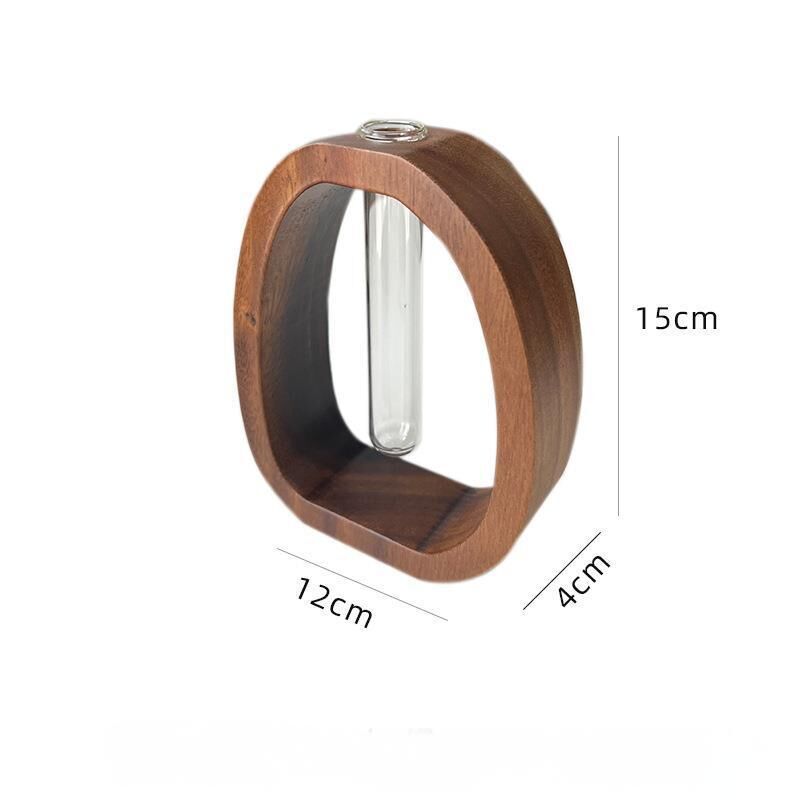 Wooden Glass Hydroponic Vase – Minimalist Desktop Flower Vase for Water Plants & Blooms (15cm) | Other Sizes Available in Store — image 6