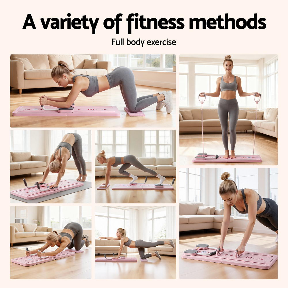 Everfit Pilates Board Foldable Reformer Multi Functional Exercise Trainer Pink — image 4