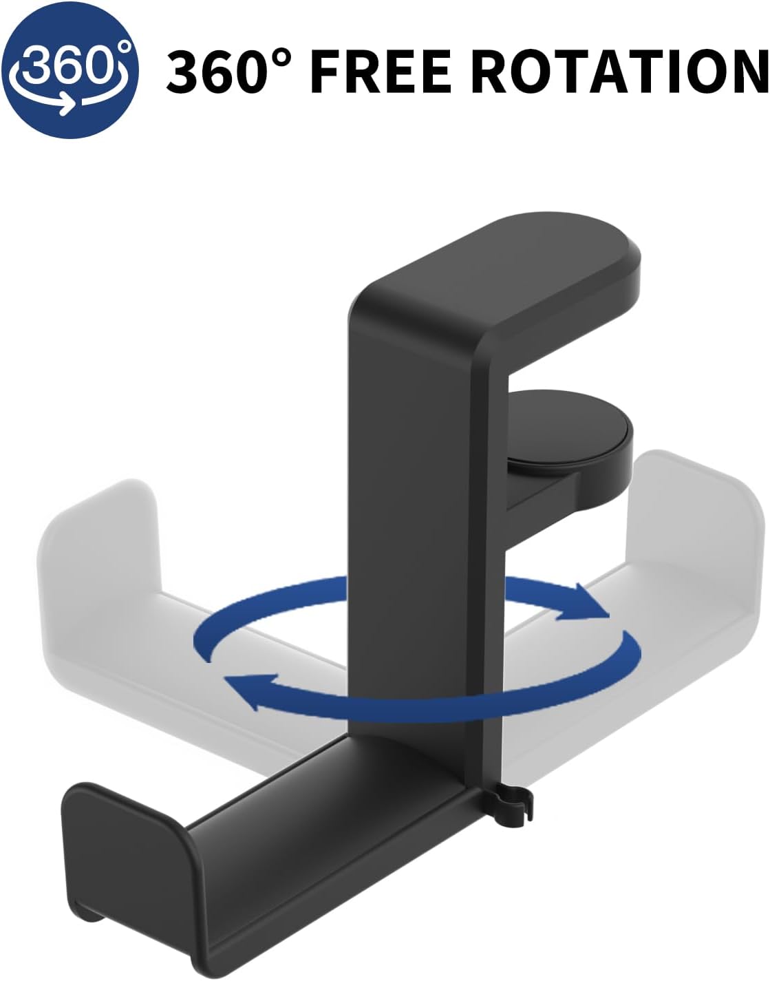 Headphone Hook - Under Desk Headphone Holder with 360-Degree Adjustable Rotation, Black โ image 2