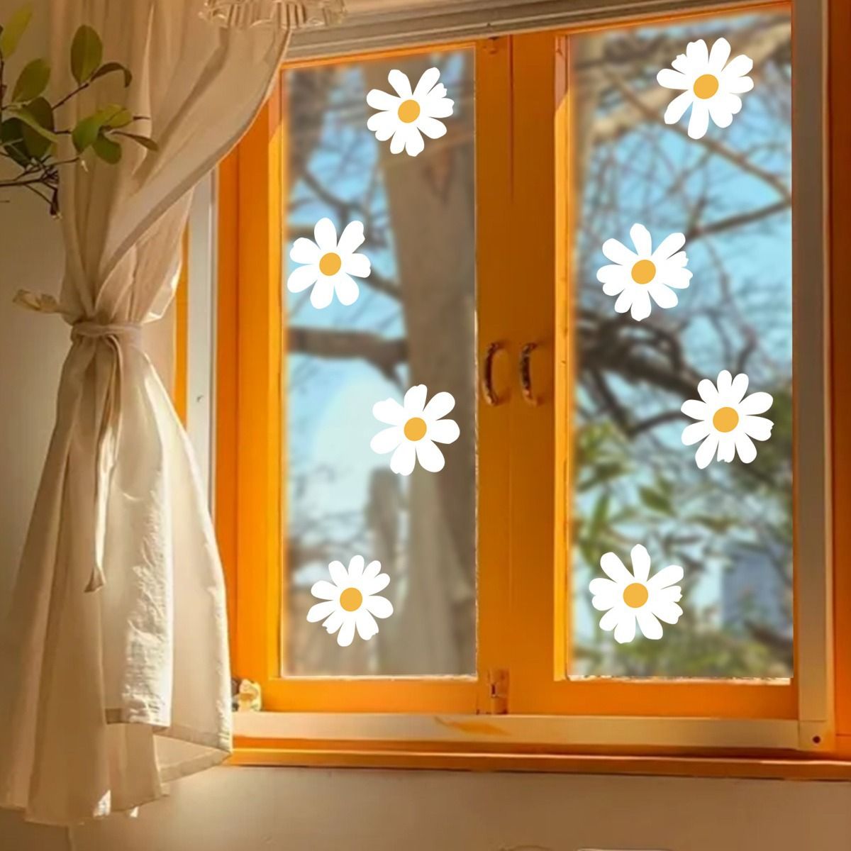 8 Sheets Daisy Wall Decals Boho Flower Wall Stickers Cute Kids Girls Room Decor Peel and Stick Floral Decals Toddler Playroom — image 2