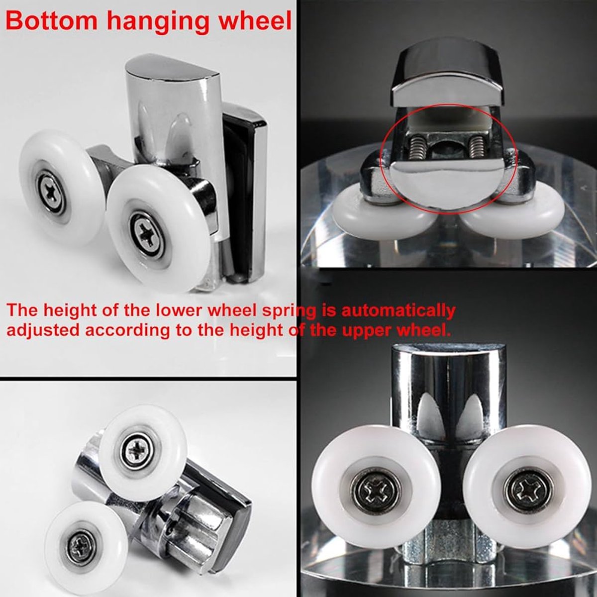 Double zinc alloy shower door roller - set of 4 - suitable for glass — image 5