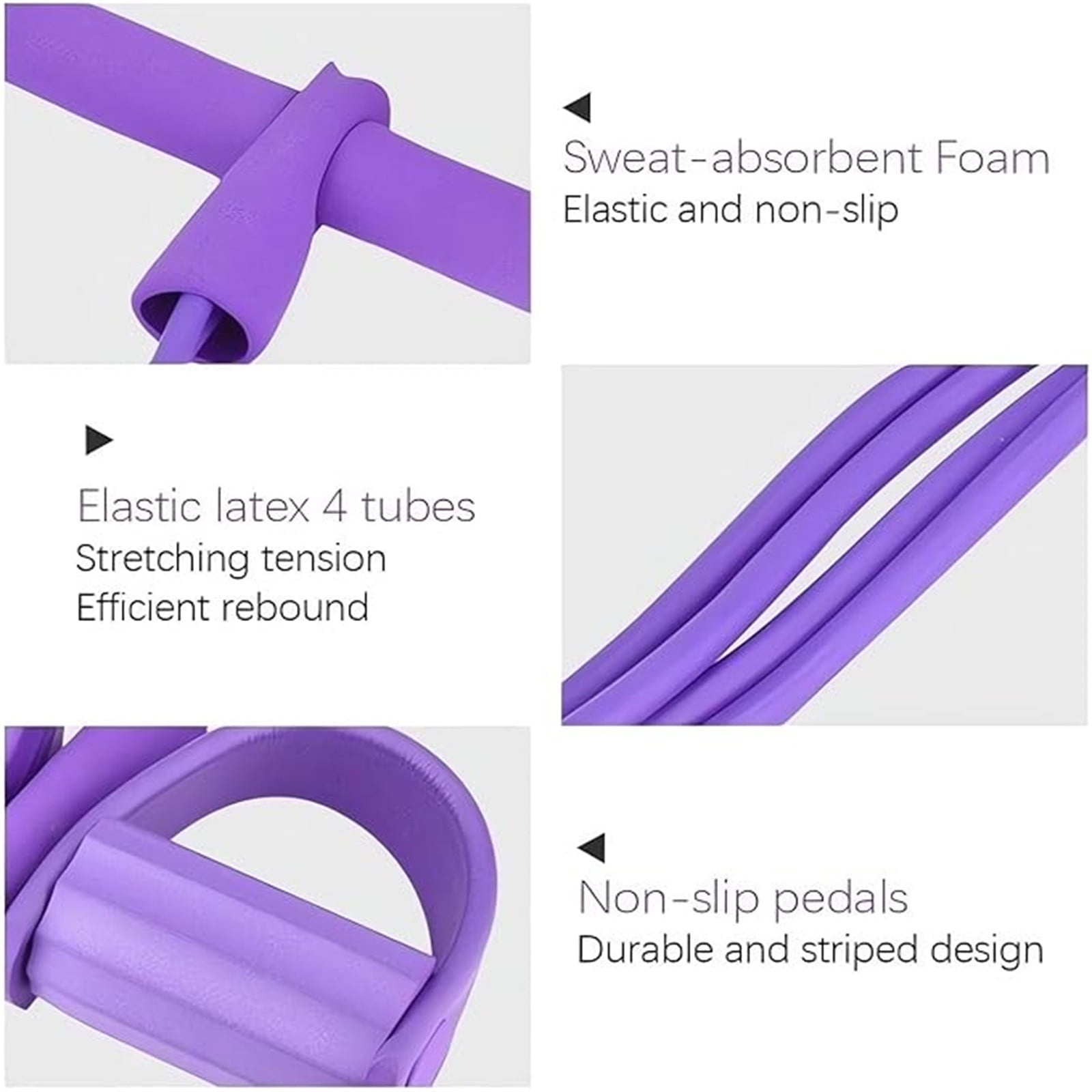 1 Piece !4-Tube Pedal Puller Resistance Rope - Foot Pedal Resistance Band, Yoga Elastic Exercise Bands, for Women Jump Fitness, Purple — image 5