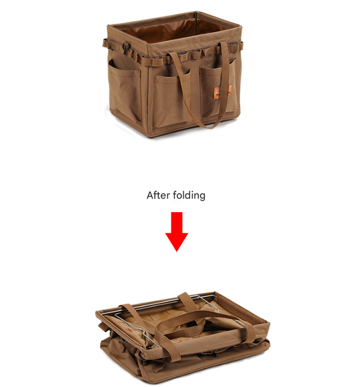 Black Heavy Duty Foldable Outdoor Camping Storage Box - Oxford Cloth Collapsible Gear Organizer Tote with Pockets — image 3