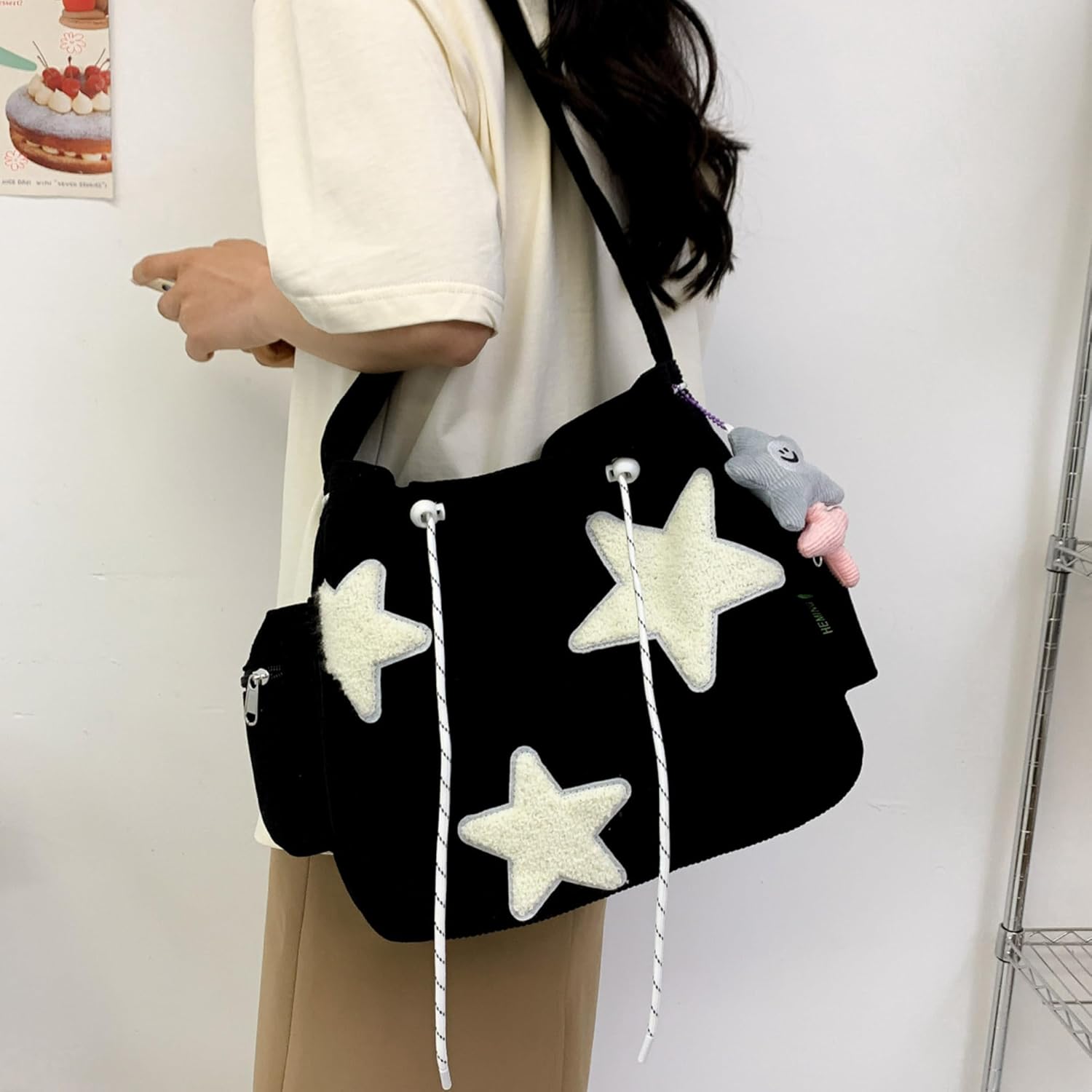 Y2K Corduroy Shoulder Bag Women, Cute Tote Bag Large Crossbody Bag for School Office Work Travel Shopping — image 2
