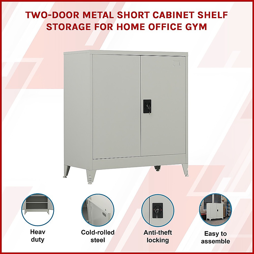 Two-Door Metal Short Cabinet Shelf Storage for Home Office Gym โ image 3