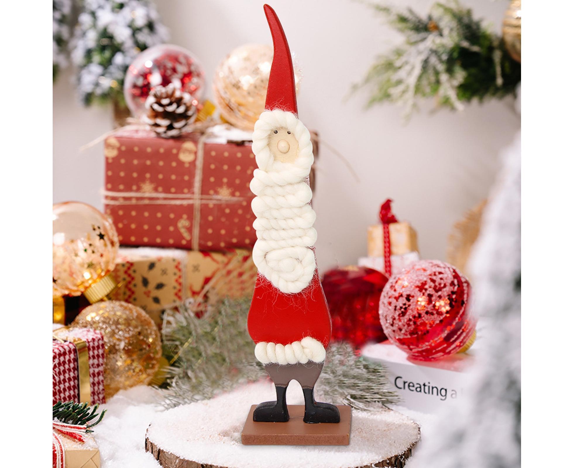 Snowman Ornament Festive Atmosphere Decorate Wood Tea Table Garden Doll Figurine for Home-L — image 4