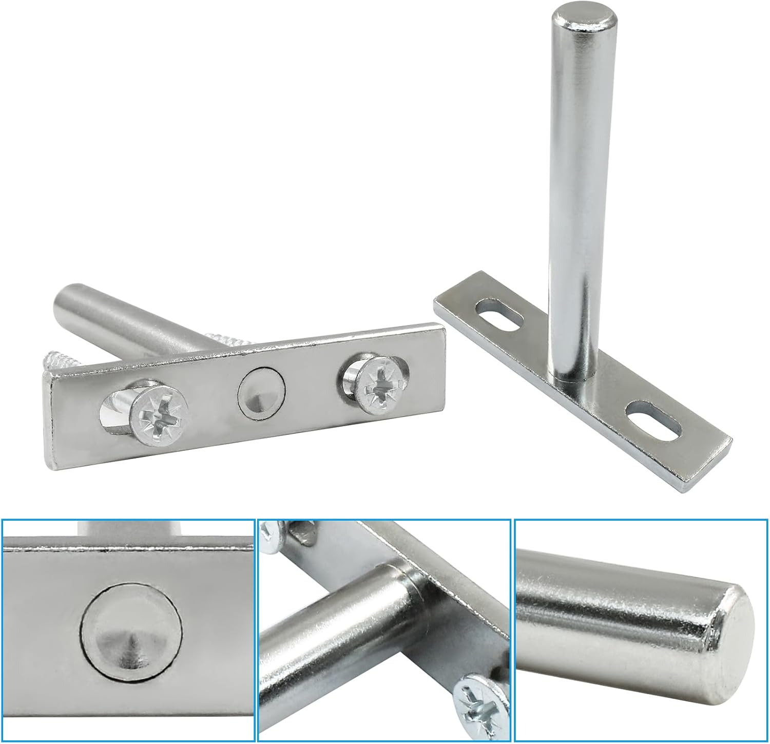 4 Pcs Hidden Floating Shelf Brackets, 3 Inch, Silver, Steel, Wall Mount, Screws and Wall Plugs Included โ image 4