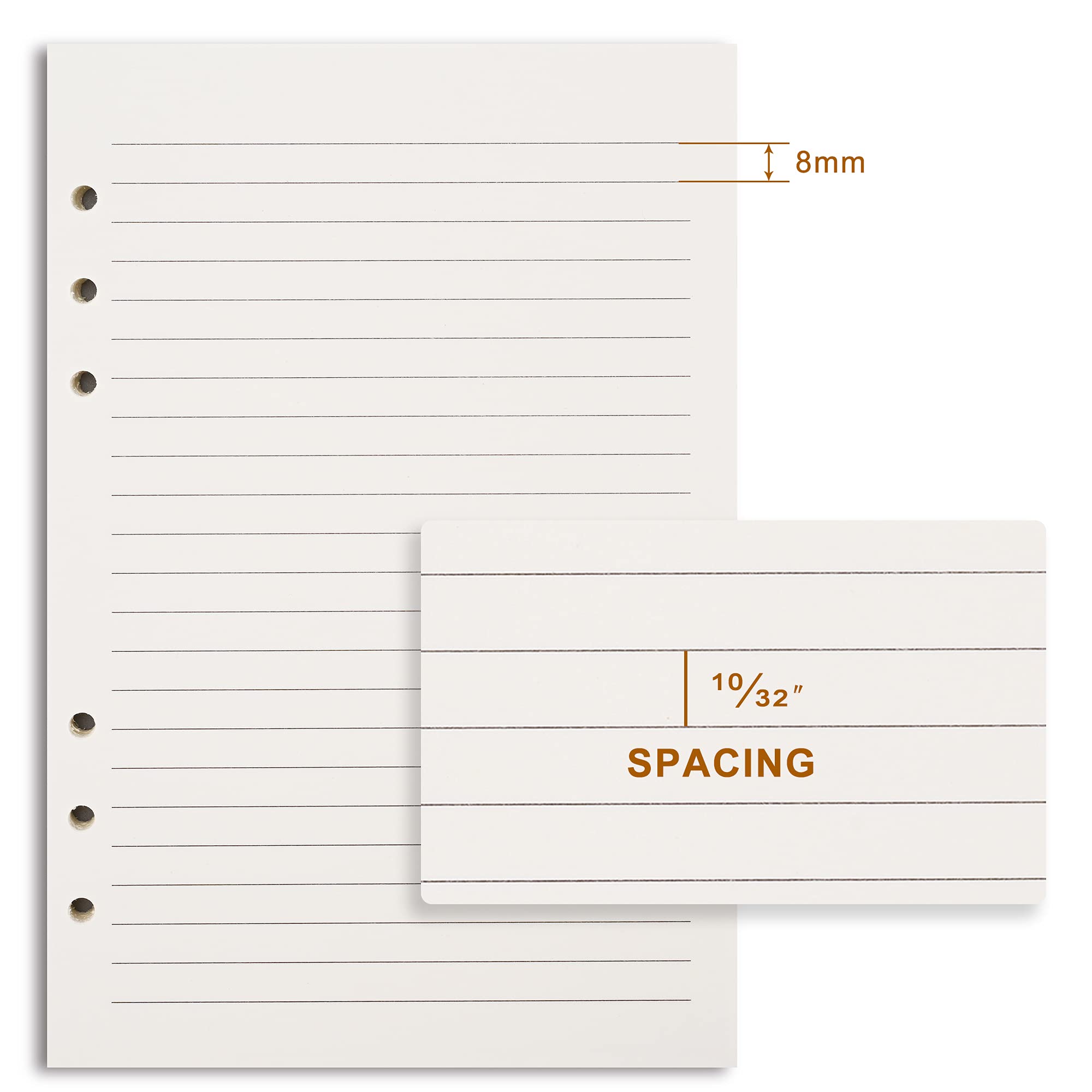 Refill A5 lined - Ring binder paper - Agenda refill - Notebook paper - Loose-leaf paper - School supplies - Office supplies - Writing pad - Notepad - 6 rings — image 5
