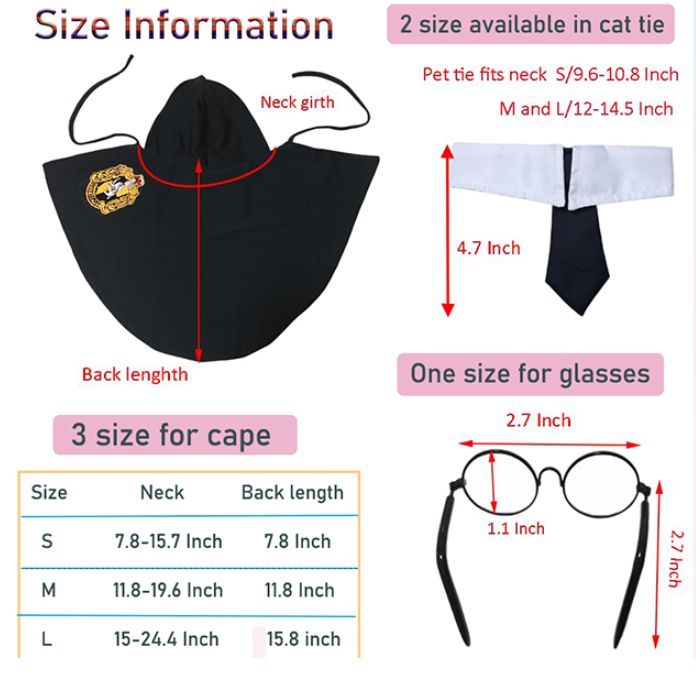 Halloween Pet Costume Dog Wizard Costume Cat Wizard Costume Pet Cosplay Pet - Black-Red - Size S — image 5