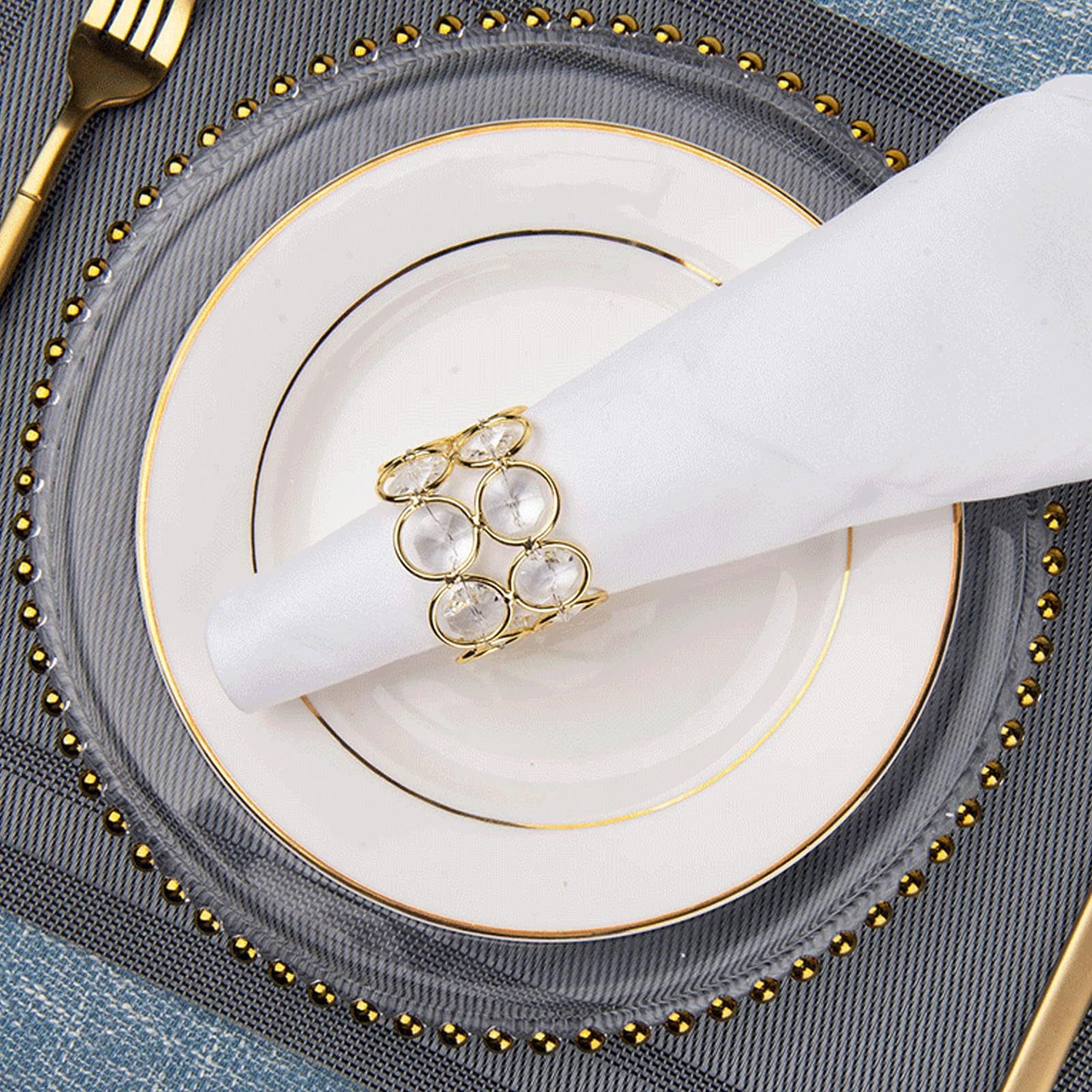 4pc Crystal Beads Napkin Rings Handcraft Sparkly Decorative Napkin Rings for Cloth Napkins Napkin Ring Holders β image 4