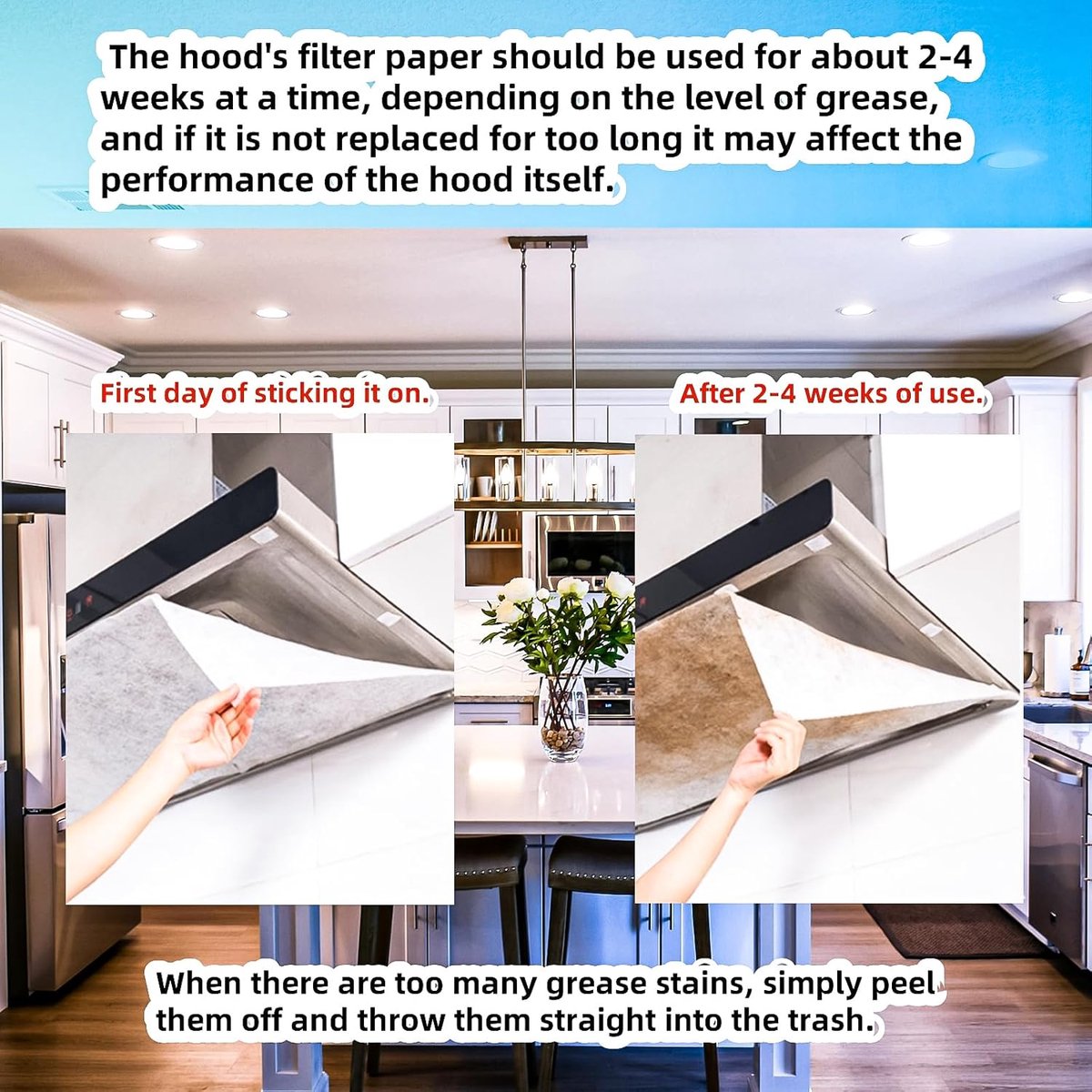 12 pieces - Range Hood Oil Filter Paper - oil-absorbing paper for range hoods - filter paper for range hoods - non-woven extractor fan filters - kitchen grease — image 3