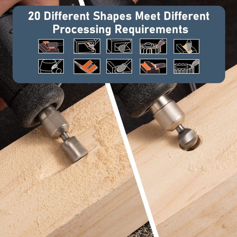 20 pcs ROtary Burr Set, High Speed Steel Carving Tool With 3Mm Grinding Head For Woodworking Carving Engraving Drilling — image 2