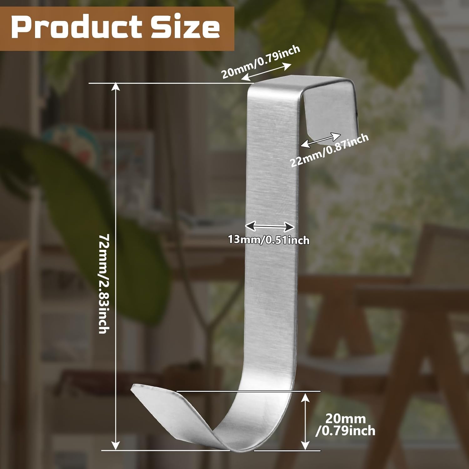 6 Pack Over The Cabinet Door Hooks Silver Towel Hook Over Bathroom Frameless Glass Door Office Kitchen Towel Coat J Hooks for Hanging — image 2
