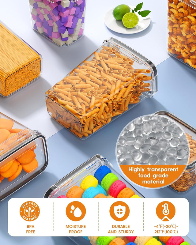 Airtight Food Storage Containers with Lids, 24 PCS Kitchen and Pantry Organization Canisters, BPA-Free, PVC-Free, Food-grade Plastic Leak-proof Jars — image 4