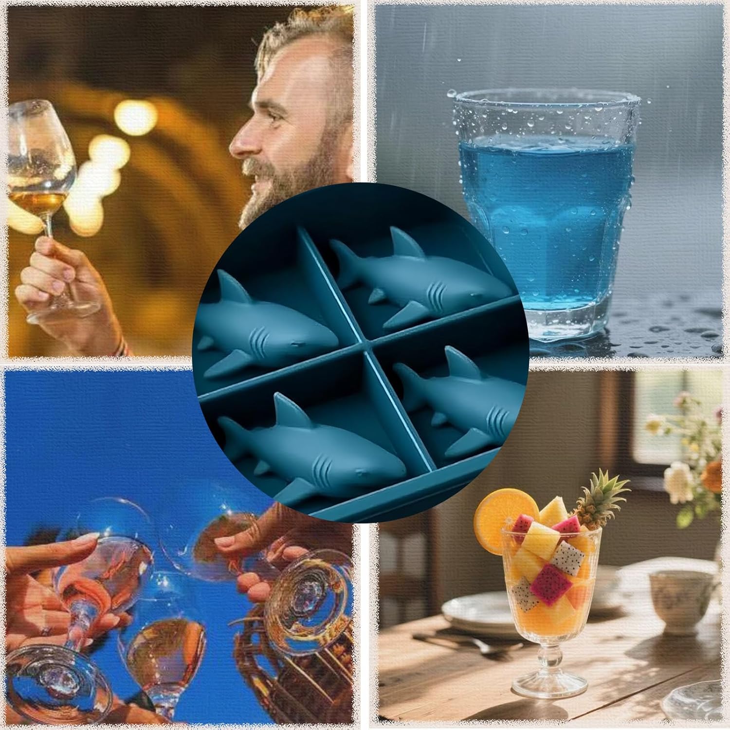 Shark Silicone Ice Molds - 3D Silicone Fun Shark Cube Maker - 4 Shark Fin Ice Cube Molds - Suitable for cold drinks, parties and home entertainment (3 pieces) — image 5