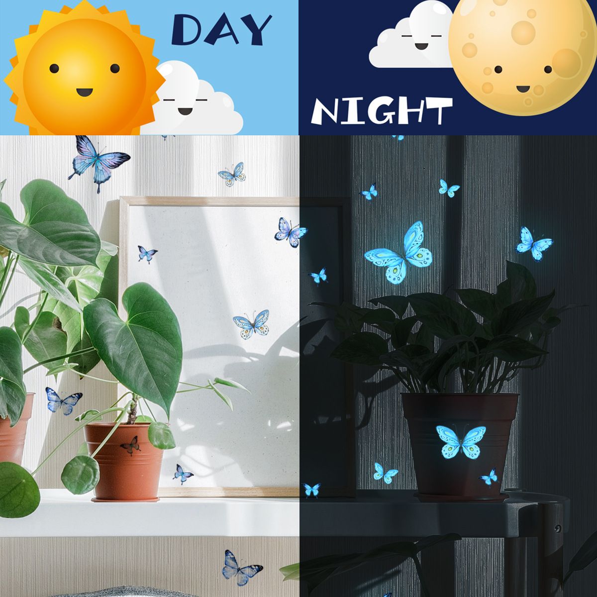 Luminous Butterfly Wall Decals Colorful Wall Art Butterfly Decor DIY Glow in The Dark Wall Decals for Kids Girls Bedroom — image 3