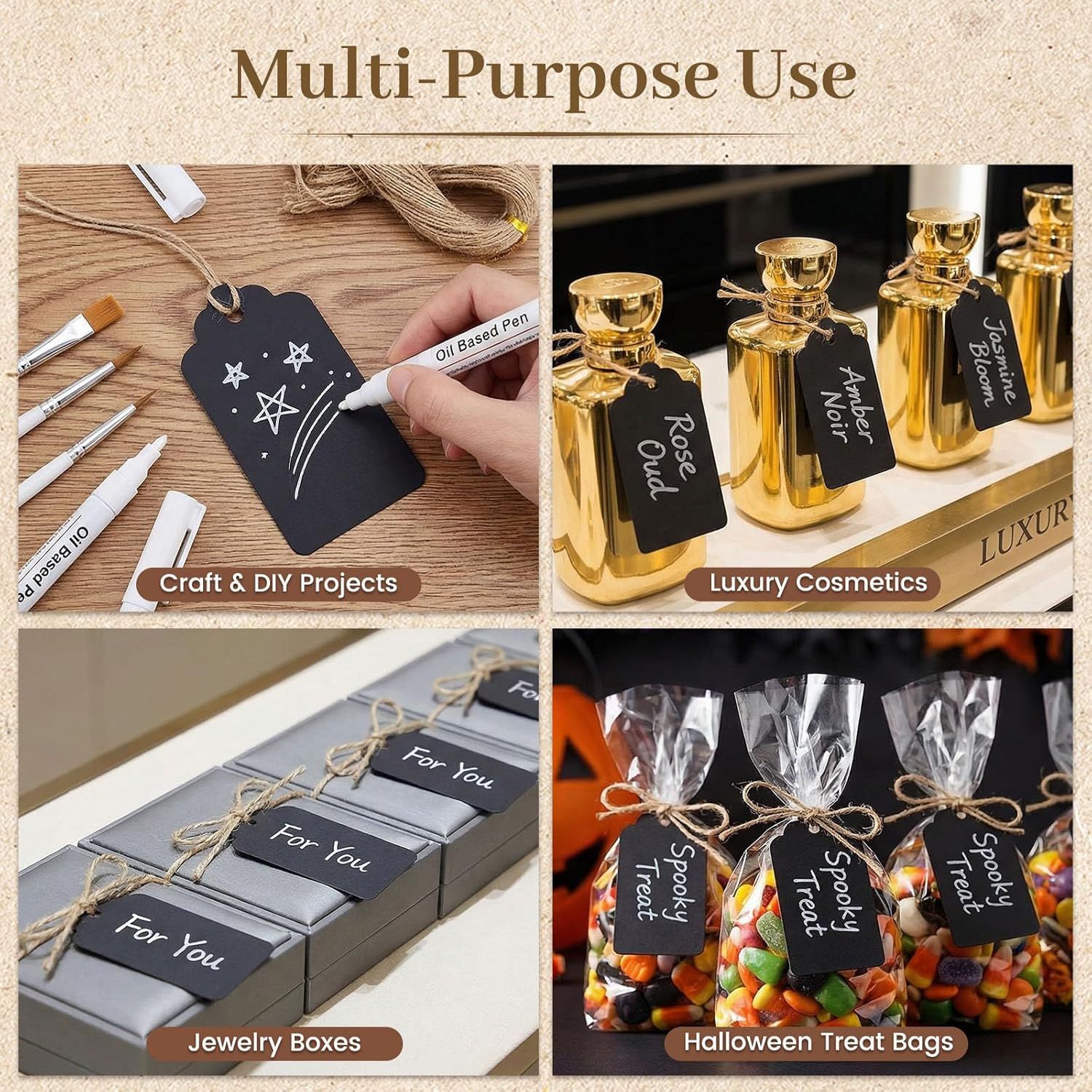125pcs Gift Tags with String Attached, 1.5 x 2.8 inch Black Gift Tags Paper Black Labels for Clothes DIY Crafts Wedding Holiday โ image 2