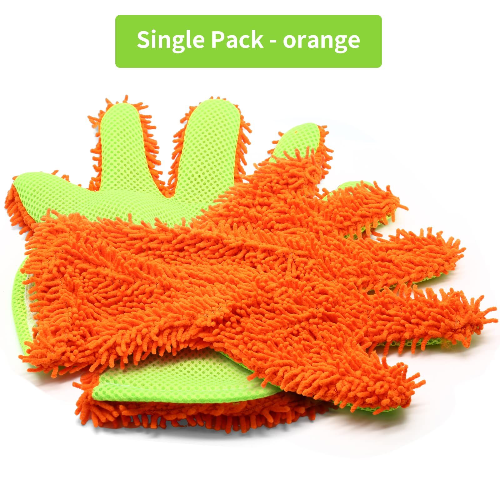 1PCS Car Wash Mitt Scratch Free, 5-Finger Microfiber Wash Mitts, Car Interior Exterior Cleaning Gloves (Orange) — image 2
