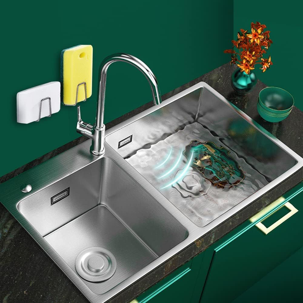 Sponge Holders for Kitchen Sink Adhesive Sponge Holder Sink Caddy 304 Stainless Steel Rust Proof Waterproof, Quick Drying — image 4