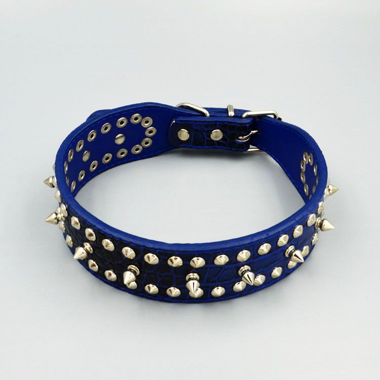 Chenjia Leather Dog Collar Large Breed Blue Brown 4.3 × 58cm — image 3