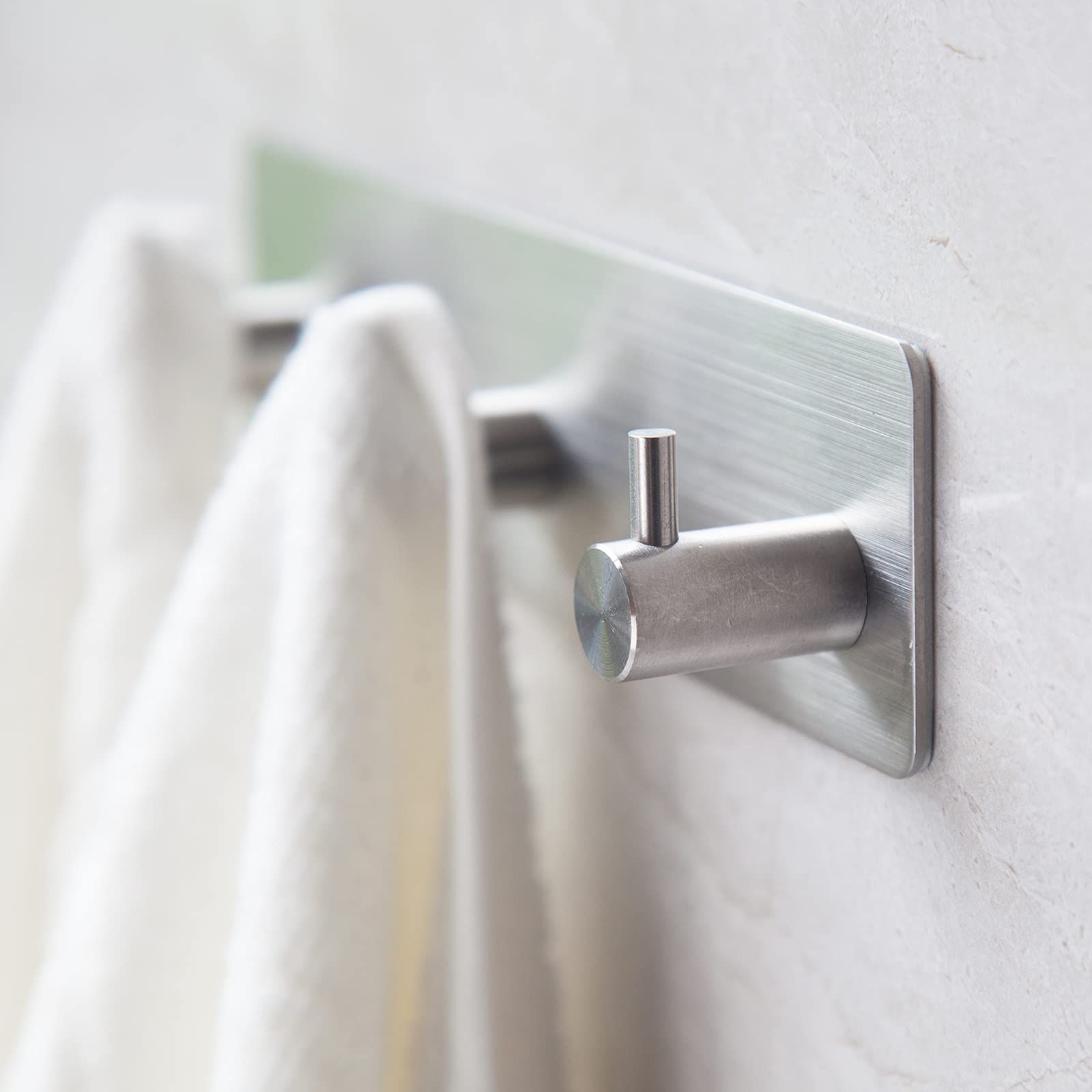 Wall Hooks self adhesive towel rack Stick On Wall Coats Hooks Brushed nickel Adhesive hanger for Kitchen, Door, Key, 3 Hooks Silver — image 5