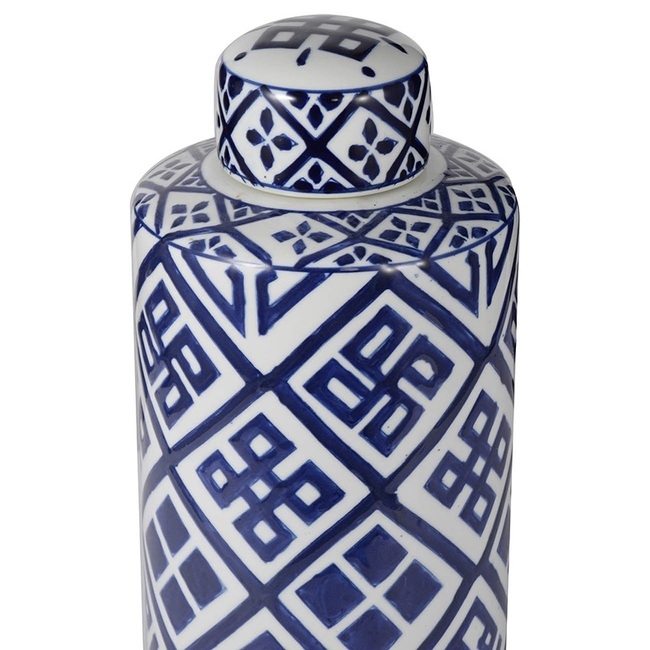 Valora Blue & White Cylinder Jar 35cm — image 2